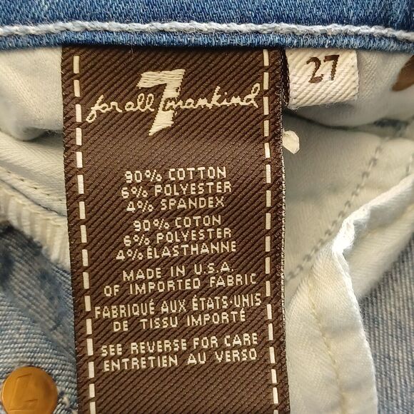 7 for All Mankind Size 27 THE SKINNY CROP & ROLL Medium Wash Cuffed Denim Jeans - Picture 5 of 7